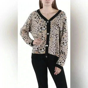 Anne Klein Women's Jaquard Floral Print Button Down Cardigan Sweater